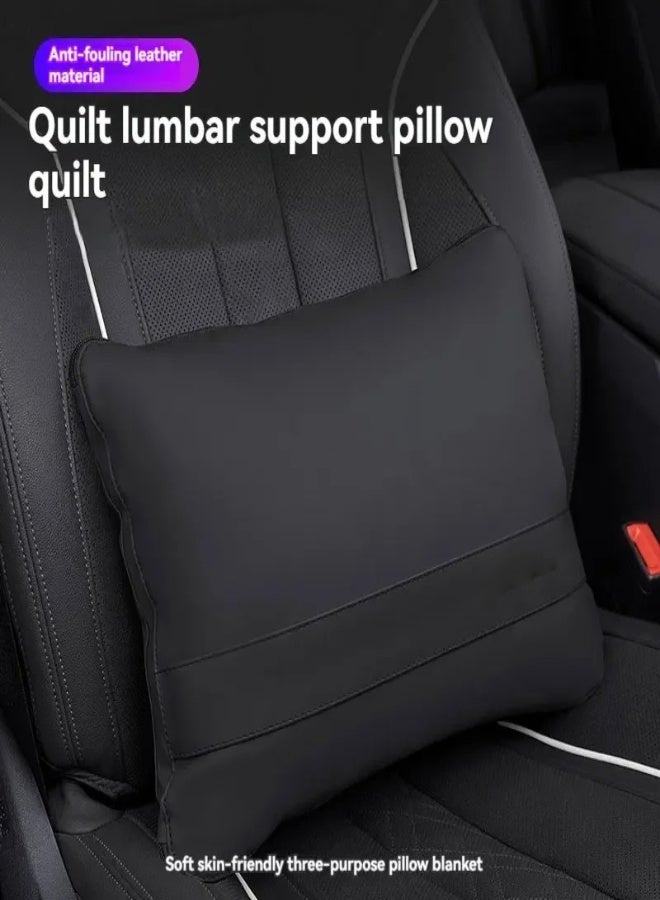 AROAQ 3-in-1 Multifunctional Car Blanket, Pillow & Waist Cushion – Leather Quilted Car Interior Accessory for SUV, Truck, Van – Soft, Foldable, All-Season Travel Pad , Red - Image 4