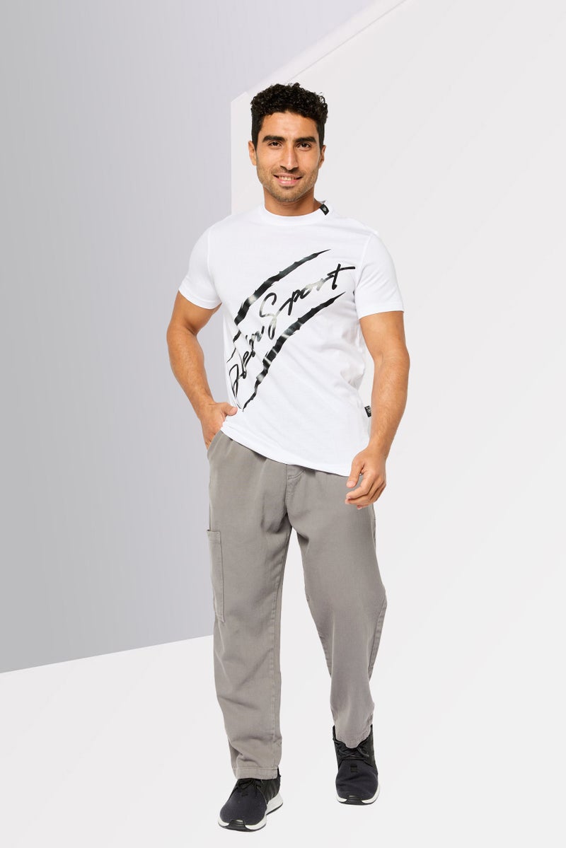 PHILIPP PLEIN Plein Sport Men Sportswear Fit Short Sleeves Outdoor T-Shirt, White - Image 2