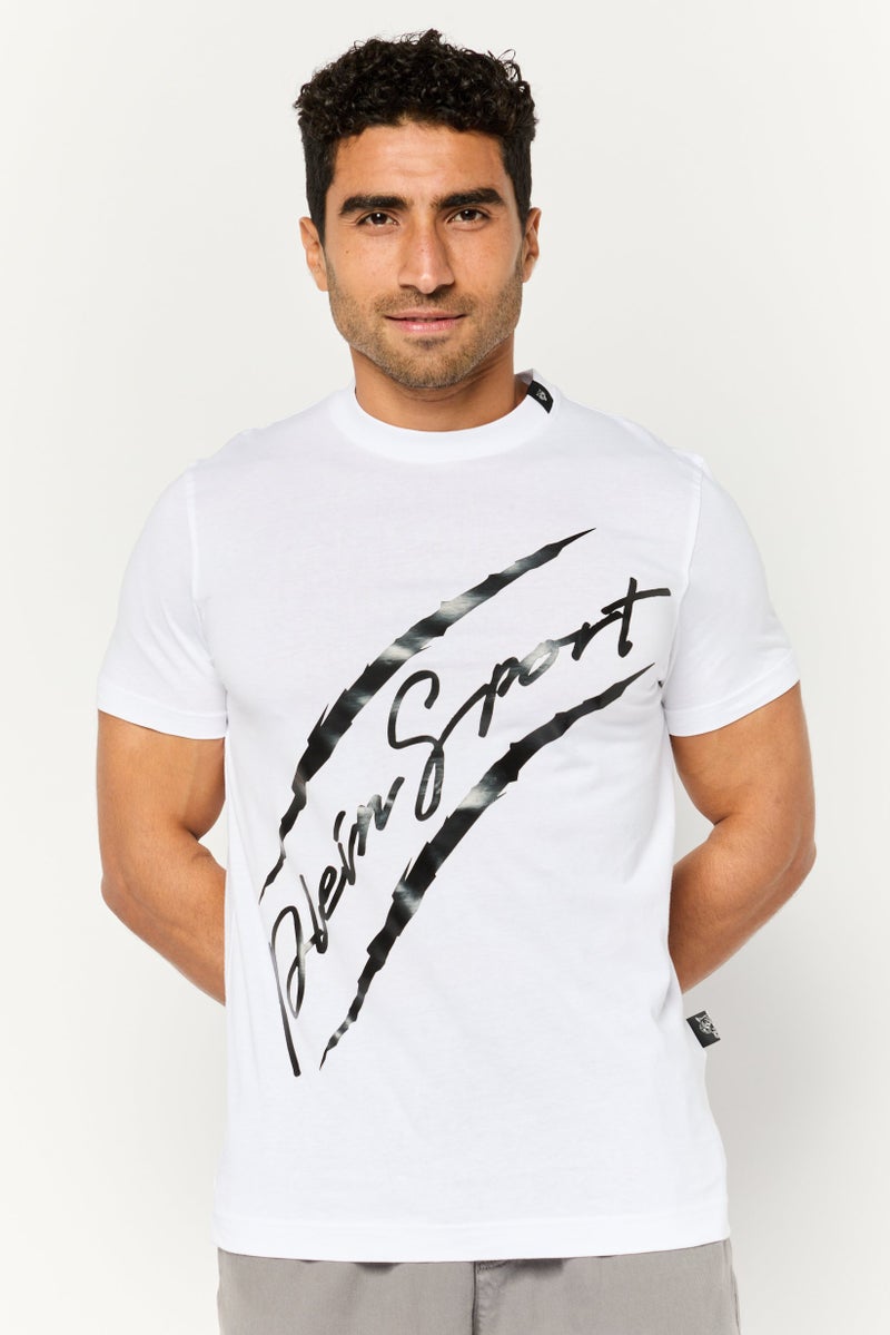 PHILIPP PLEIN Plein Sport Men Sportswear Fit Short Sleeves Outdoor T-Shirt, White - Image 1