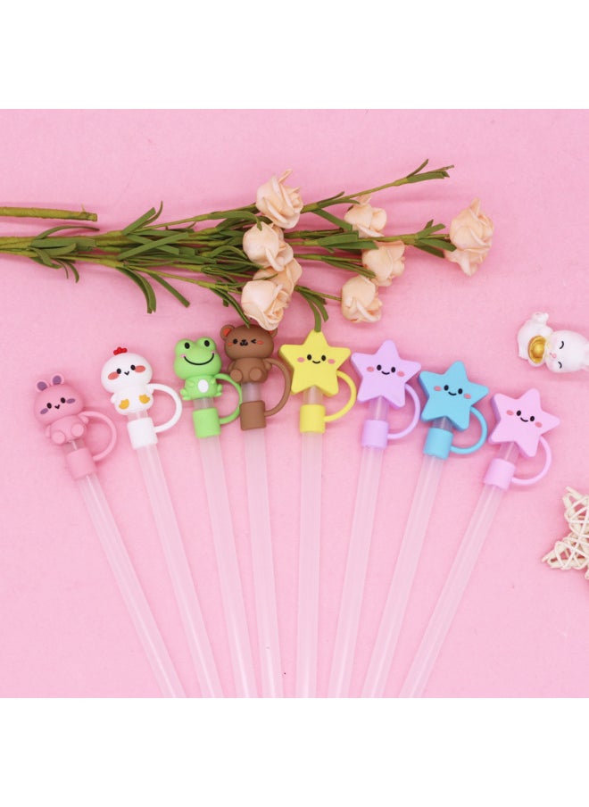 Generic - Direct 10mm Cute Shape Straw Sleeve Dustproof Recyclable Straw Cap Environmentally Friendly Straw Plug-Color:Penguin 10mm-Specifications:Bag Without Straw - Image 1