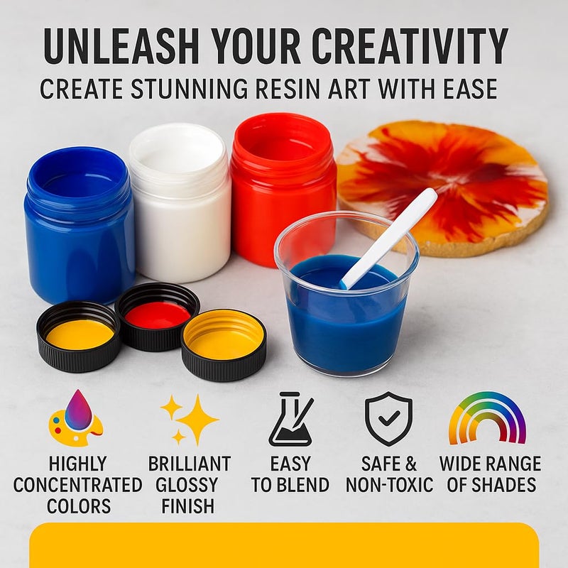 BALTIC DAY 24 Colors Epoxy Resin Pigment Paste Set â€“ 20g Each, Highly Concentrated Opaque Resin Dye for Epoxy, Deep Pour, Casting, Jewelry, Coasters, Tumblers & Resin Art - Image 5