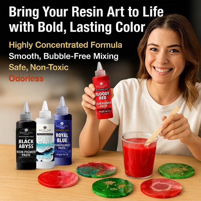BALTIC DAY 24 Colors Epoxy Resin Pigment Paste Set â€“ 20g Each, Highly Concentrated Opaque Resin Dye for Epoxy, Deep Pour, Casting, Jewelry, Coasters, Tumblers & Resin Art - Image 4