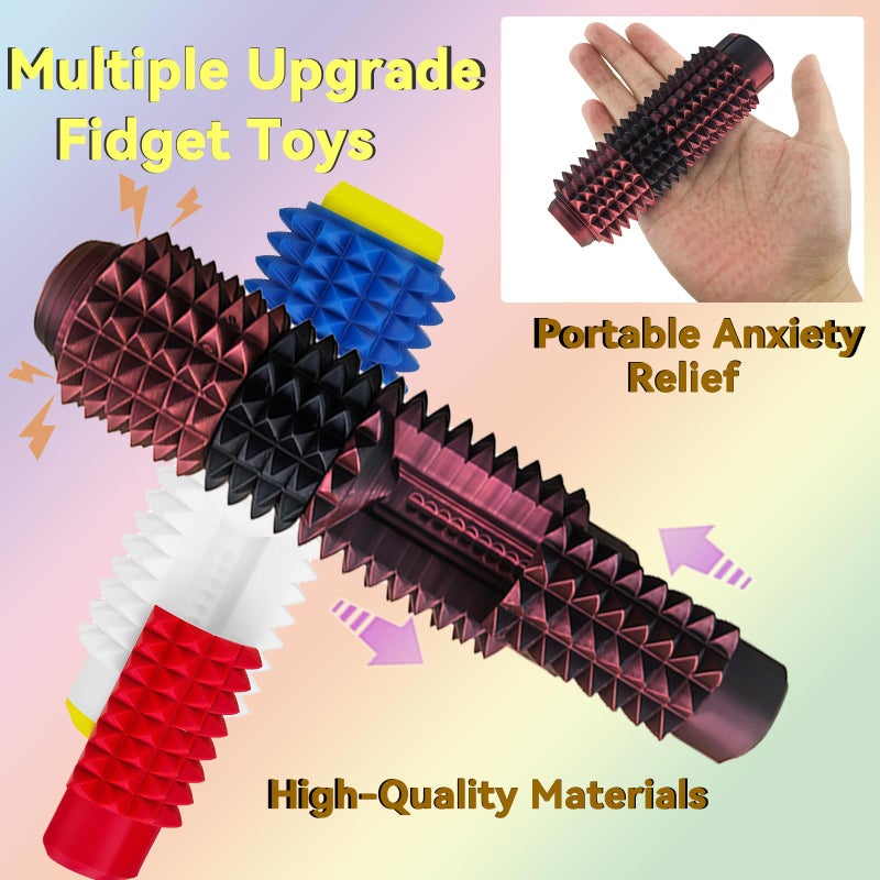 Deiviko Button Clicks, Spinners, Portable Stim Tool, Little Ouchies 5-in-1 Design for Stress Relief, Spiky Grippie Stim, 3D Printed Toys Pain Stim Fidget, Pocket Mini Fidget Toy Easter Gifts for Kids - Image 4