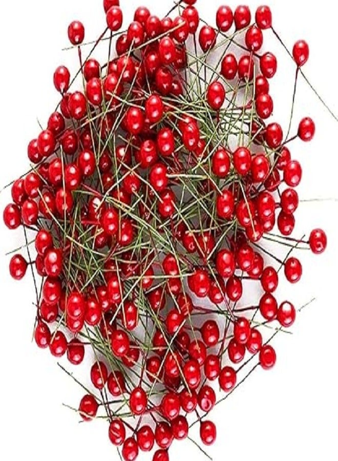 100 قطعة من زينة تعليق فاكهة الكرز والتوت الأحمر لتزيين عيد الميلاد