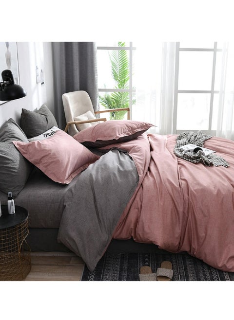 4-Piece Bedding Set Sheet set Comforter Set Luxurious Cotton and Soft Microfiber with 1 Duvet/Quilt Cover And 1 Flat sheet And 2 Pillowcases King 2.2m bed (220*240cm)