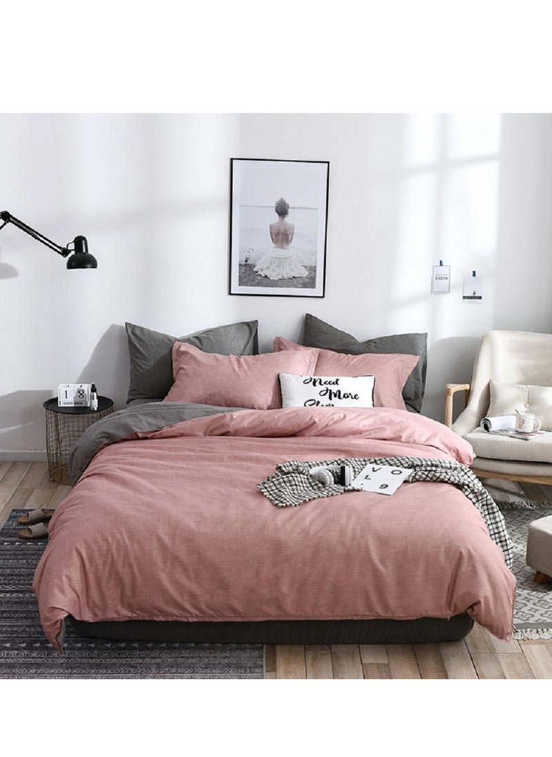 4-Piece Bedding Set Sheet set Comforter Set Luxurious Cotton and Soft Microfiber with 1 Duvet/Quilt Cover And 1 Flat sheet And 2 Pillowcases King 2.2m bed (220*240cm)