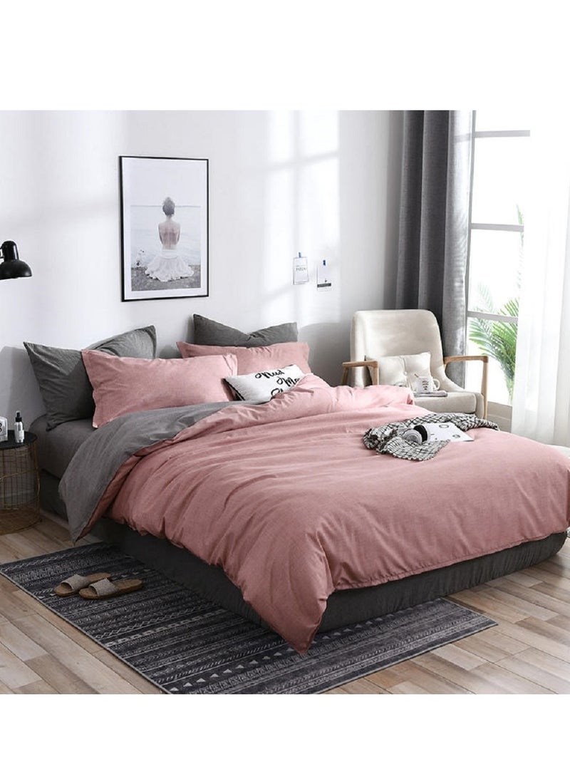 4-Piece Bedding Set Sheet set Comforter Set Luxurious Cotton and Soft Microfiber with 1 Duvet/Quilt Cover And 1 Flat sheet And 2 Pillowcases King 2.2m bed (220*240cm)