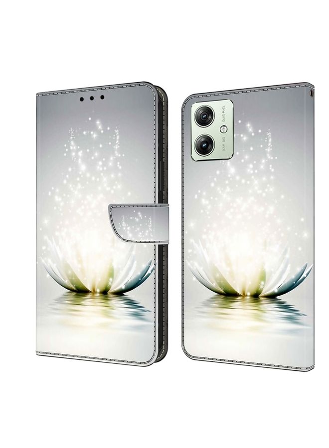HuHa Case Cover For For Motorola Moto G54 Crystal 3D Shockproof Protective Leather Phone Case(Light Lotus) 