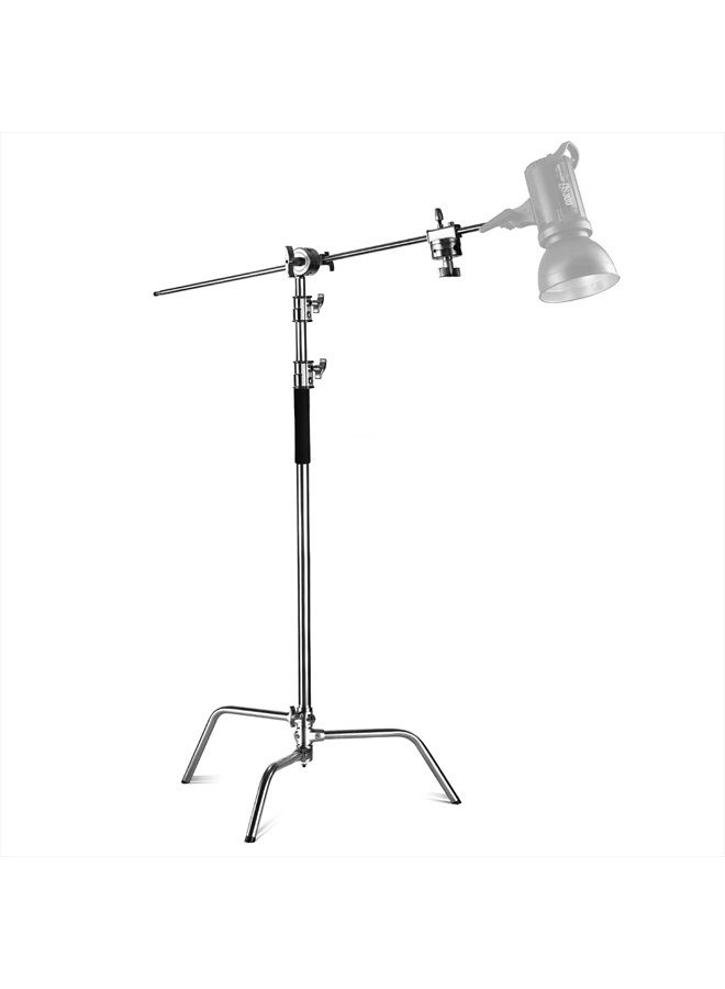 NEEWER Pro 100% Stainless Steel Heavy Duty C Stand with Boom Arm, Max Height 10.5ft/320cm Photography Light Stand with 4.2ft/128cm Holding Arm, 2 Grip Head for Studio Monolight, Softbox, Reflector - Image 1