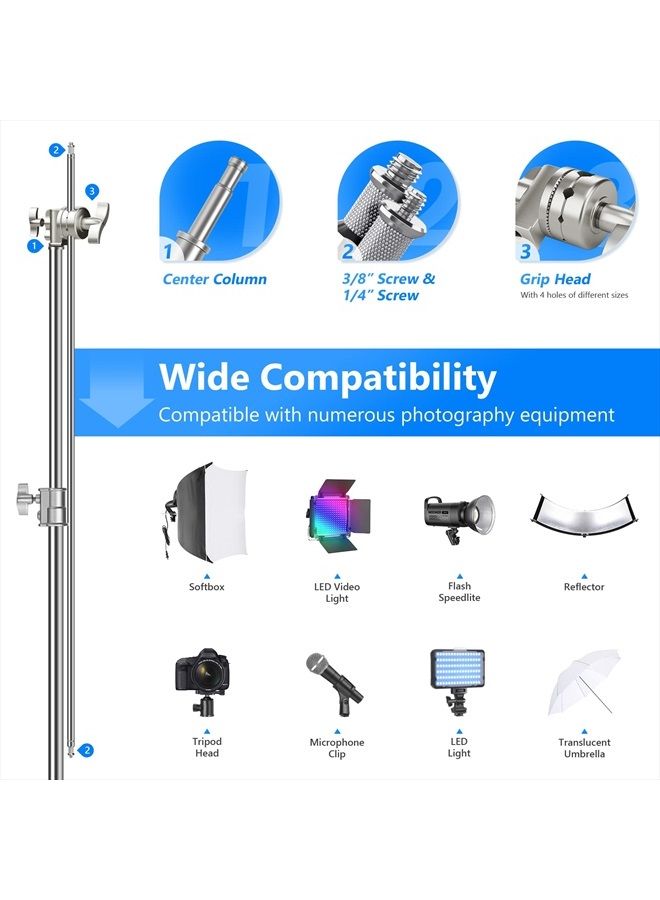 NEEWER Pro 100% Stainless Steel Heavy Duty C Stand with Boom Arm, Max Height 10.5ft/320cm Photography Light Stand with 4.2ft/128cm Holding Arm, 2 Grip Head for Studio Monolight, Softbox, Reflector - Image 3