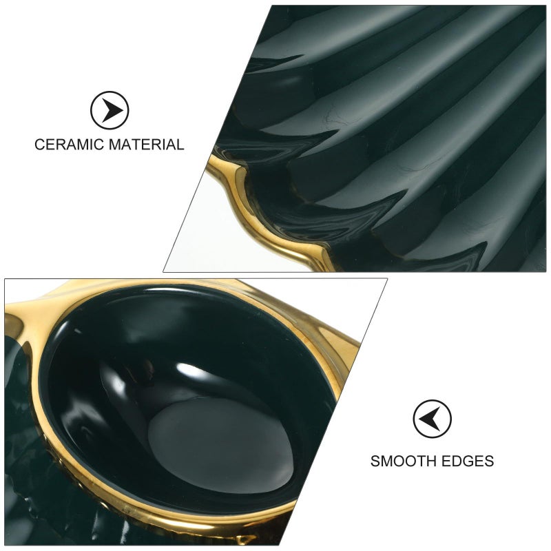 Dark Green Ceramic Dumpling Plate with Vinegar Sauce Dish Shell Shape Side Dish for Sushi Fries Salad Serving - Image 4