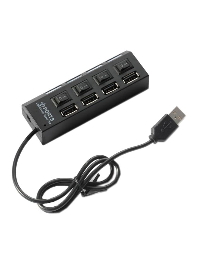 موزع USB رباعي المنفذ أسود