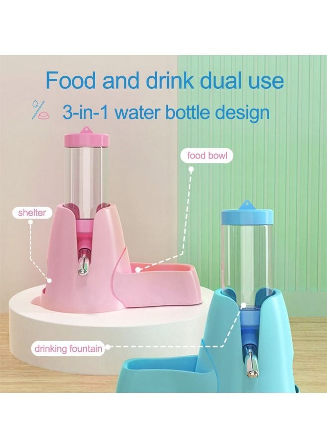 Neostyle Hamster Hanging Water Bottle Little Pet Automatic Drinking with Food Container 80ml Blue