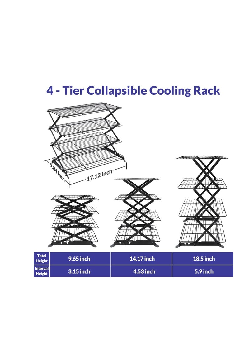 Geesta Geesta 2/3/4-Tier Upgraded Collapsible Cooling Rack with Adjustable 3 Setting Design Stackable Roasting Cooking Drying Wire Cooling Rack for Cookies Baking Gifts for Women - Image 3