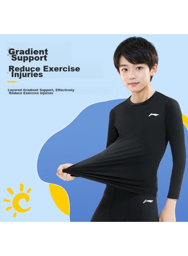 Children'S Compression Shirt, Autumn And Winter Sports Basketball Training Wear, Quick-Dry Underwear, Base Layer, Long-Sleeve Football Running Suit, Size 140
