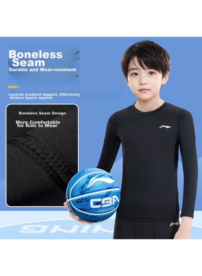 Children'S Compression Shirt, Autumn And Winter Sports Basketball Training Wear, Quick-Dry Underwear, Base Layer, Long-Sleeve Football Running Suit, Size 140