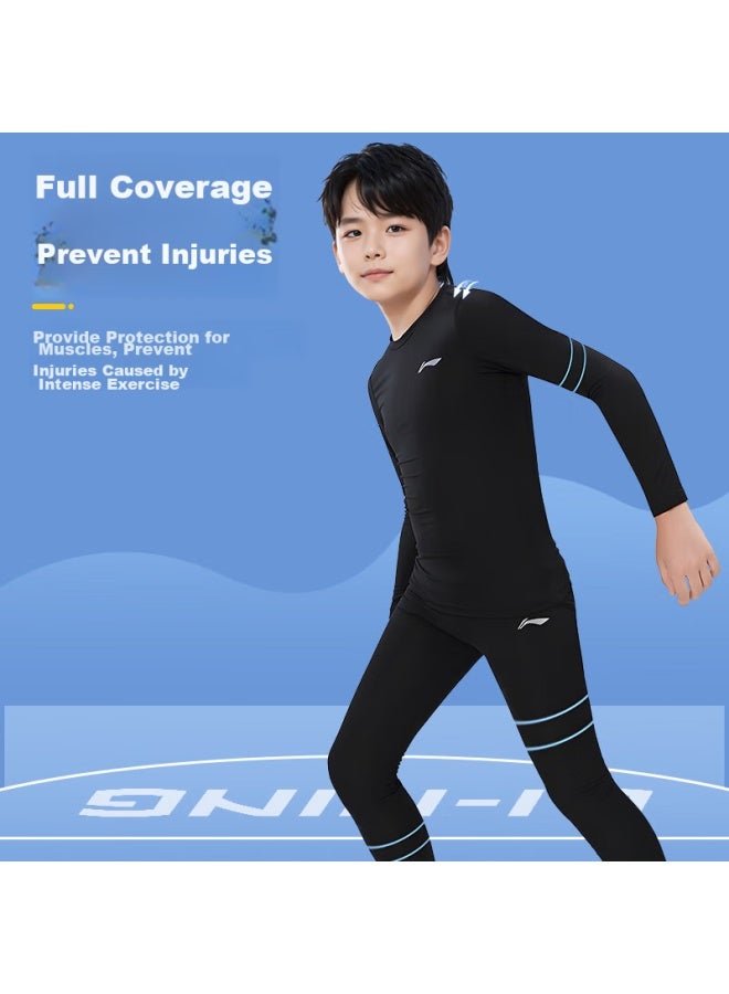 Children'S Compression Shirt, Autumn And Winter Sports Basketball Training Wear, Quick-Dry Underwear, Base Layer, Long-Sleeve Football Running Suit, Size 140