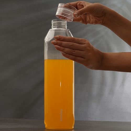 Nayasa Space Plastic Water Bottle 1150 ml | Set of 6 | BPA-Free Fridge Bottle for Home, Office, School, Gym | Leak-Proof & Durable | Clear - Image 4