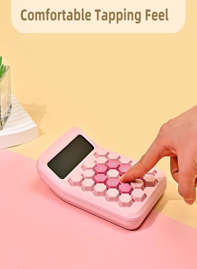 Onprix Colorful 12 Digit Large LCD Display Calculator Big Hexagon Buttons for Office, School, Home, Business (16.2 x 10.3 CM) (Pink Calculator) - Image 4