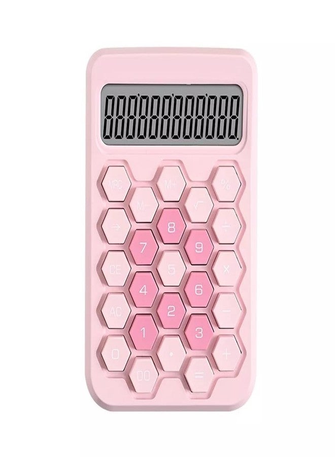 Onprix Colorful 12 Digit Large LCD Display Calculator Big Hexagon Buttons for Office, School, Home, Business (16.2 x 10.3 CM) (Pink Calculator) - Image 1