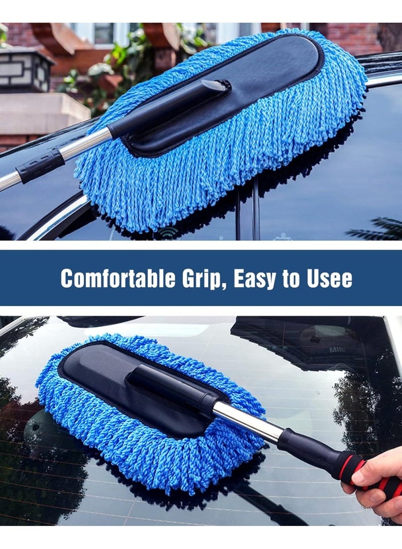 jaexest Extendable Long Handle Car Duster – Microfiber Exterior Cleaning Tool – Scratch-Free Car Dust Brush for Truck, Pickup, SUV, RV, Motorcycle, Boats and Home Cleaning – Blue - Image 5