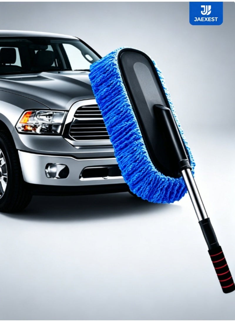 jaexest Extendable Long Handle Car Duster – Microfiber Exterior Cleaning Tool – Scratch-Free Car Dust Brush for Truck, Pickup, SUV, RV, Motorcycle, Boats and Home Cleaning – Blue - Image 1