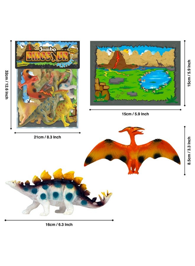 Deluxebase Jumbo Playset - Dinosaur Figurines from 12-Piece Large Dino Figurine Toy Set Including Stegosaurus, Pterodactyl and More. Great Kids Toys, Gifts and Party Favors. - Image 4