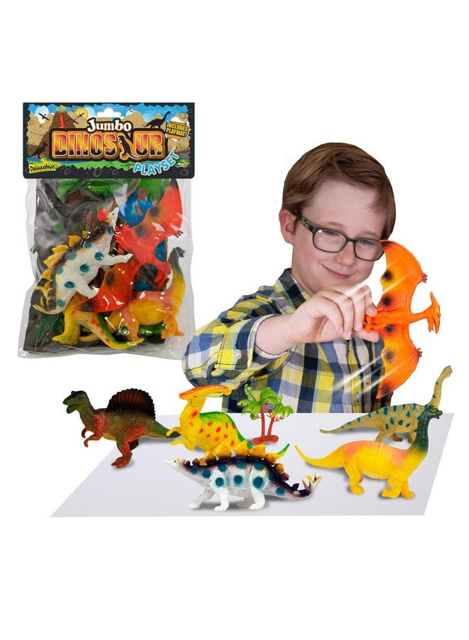 Deluxebase Jumbo Playset - Dinosaur Figurines from 12-Piece Large Dino Figurine Toy Set Including Stegosaurus, Pterodactyl and More. Great Kids Toys, Gifts and Party Favors. - Image 1
