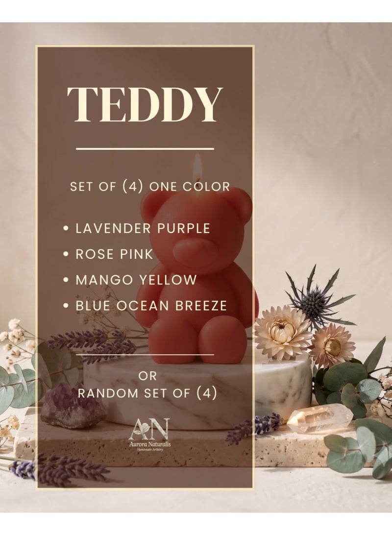 Aurora-Naturalis Handmade Teddy Set Of-4 Bear Ocean Breeze Scented Candle | Kids Room & Home Decoration | Cute Teddy Bear Elegant Gift For Birthdays, New Born & Special Occasions - Image 2