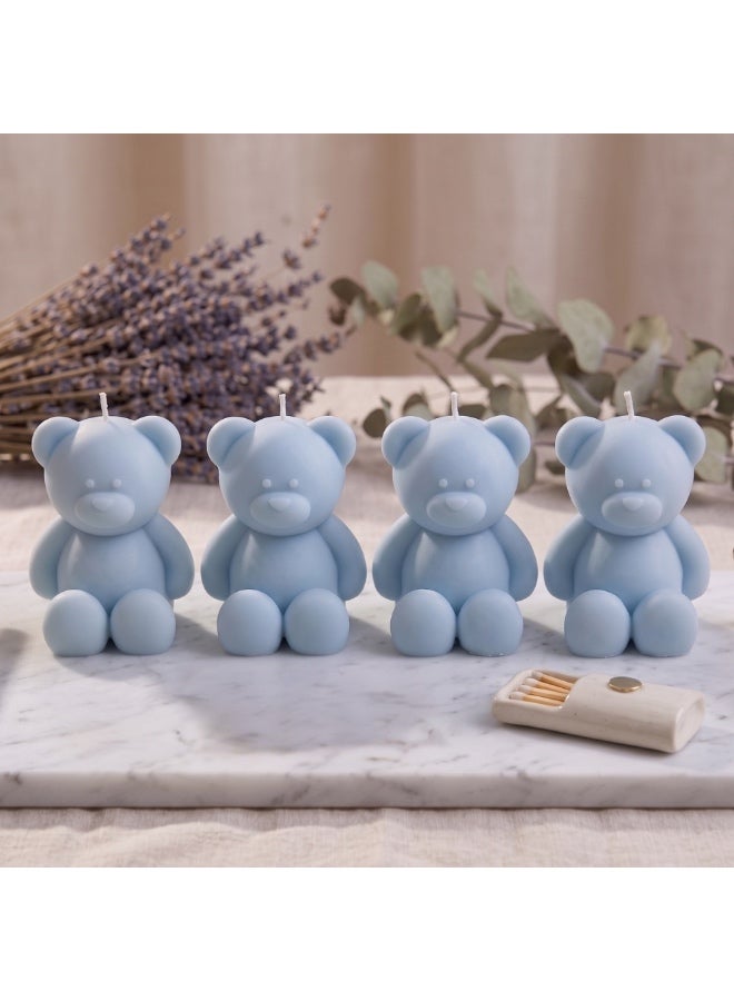Aurora-Naturalis Handmade Teddy Set Of-4 Bear Ocean Breeze Scented Candle | Kids Room & Home Decoration | Cute Teddy Bear Elegant Gift For Birthdays, New Born & Special Occasions - Image 1