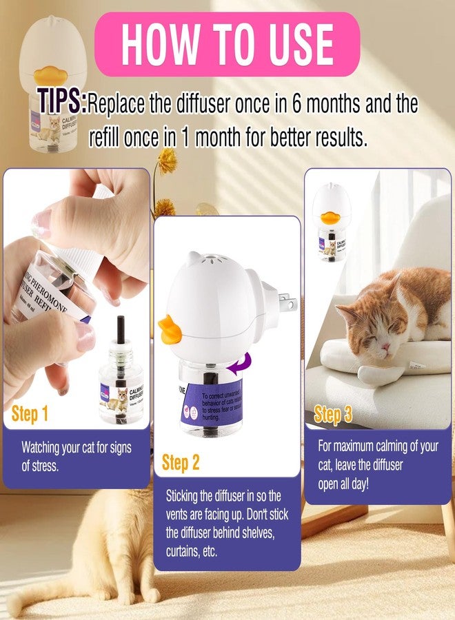 DUNKHADEN Cat Calming Pheromone Diffuser Reduces Conflict Between Cats Effective Anxiety Relief for Cats & Cat Calming Soothing 48ML 3 Refills Fits All Cats, 3 Packs - Image 5