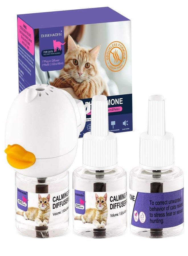DUNKHADEN Cat Calming Pheromone Diffuser Reduces Conflict Between Cats Effective Anxiety Relief for Cats & Cat Calming Soothing 48ML 3 Refills Fits All Cats, 3 Packs - Image 1