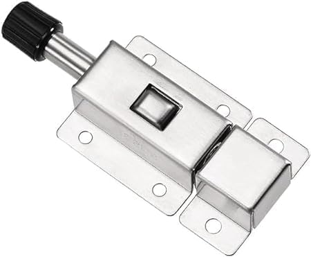 Abhaymart High Quality AntiTheft Door Bolt Locks Latch 3 Inch Long Stainless Steel Spring Door Latch with Button Slide Lock for Security Hotel Office Home Cabinet SilverPack of 1 - Image 1