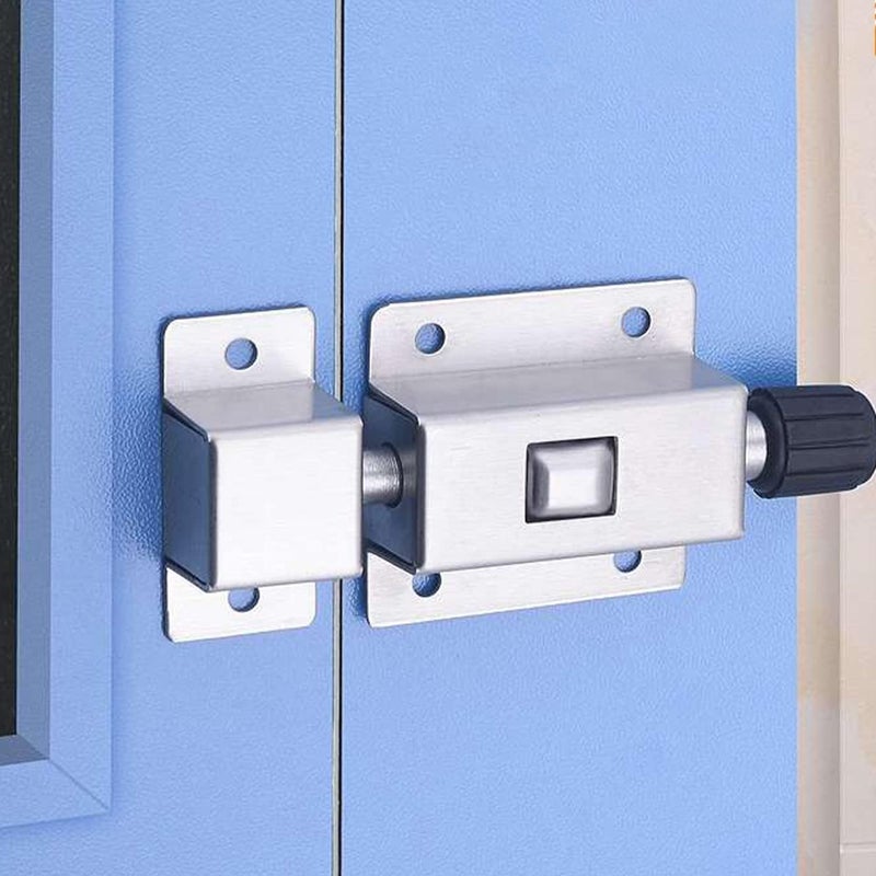 Abhaymart High Quality AntiTheft Door Bolt Locks Latch 3 Inch Long Stainless Steel Spring Door Latch with Button Slide Lock for Security Hotel Office Home Cabinet SilverPack of 1 - Image 4
