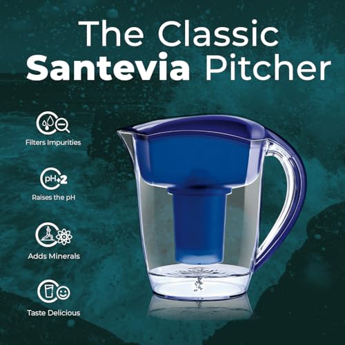 Santevia Classic Alkaline Water Filter Pitcher | Water Filtration System | Chlorine and Lead Filter | Water Purifier Pitcher | 9-Cup Home Water Filter - Image 4