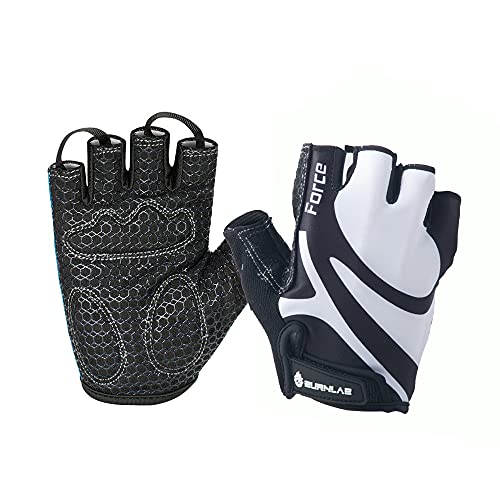 BURNLAB Flex Gym Gloves for Men and Women - Ideal for Weightlifting, Cycling, Crossfit, Offers Good Grip and Soft Padding (Force Black & White, Large) - Image 1