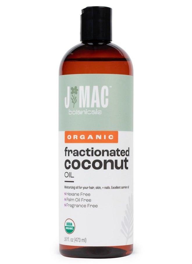 J MAC botanicals - J MAC BOTANICALS, Organic Fractionated Coconut Oil (16 Oz.) Carrier oil for diluting essential oils, leave in conditioner for dry damaged hair, skin, massage - Image 1