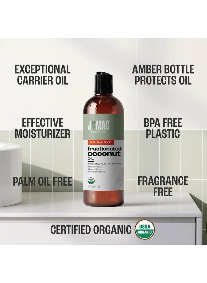 J MAC botanicals - J MAC BOTANICALS, Organic Fractionated Coconut Oil (16 Oz.) Carrier oil for diluting essential oils, leave in conditioner for dry damaged hair, skin, massage - Image 1