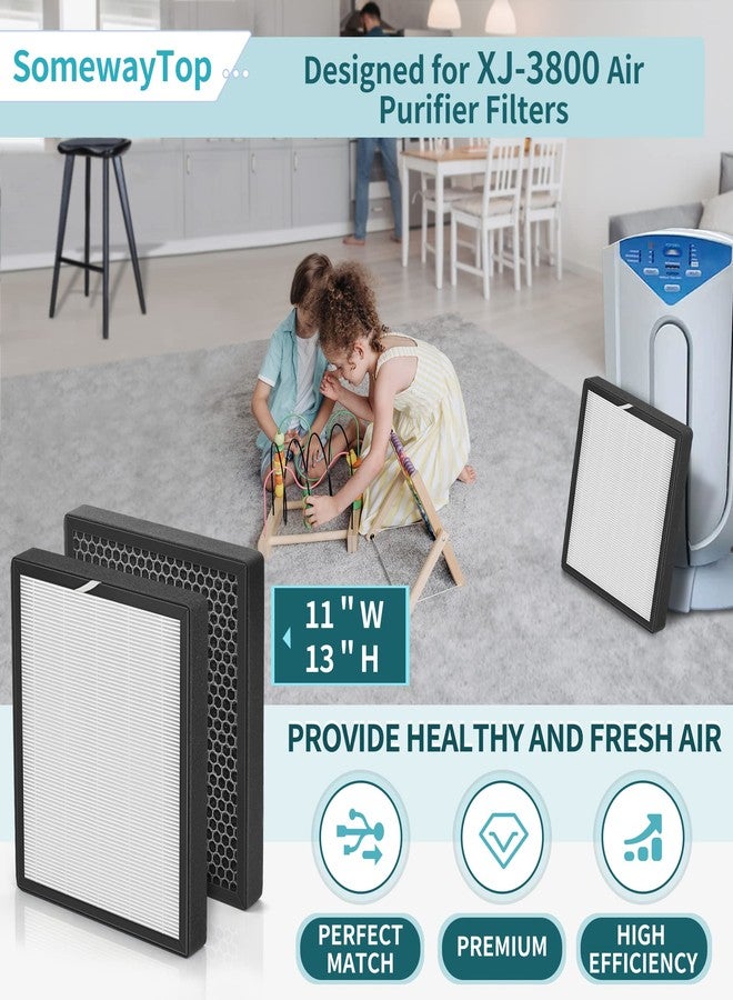 SOMEWAYTOP XJ-3800 Replacement Filter Set Compatible with Surround Air Intelli-Pro XJ-3800 Air Purifer Smart True Air Clenaer for Home, H13 HEPA, HEPA Pre-filter - Image 2
