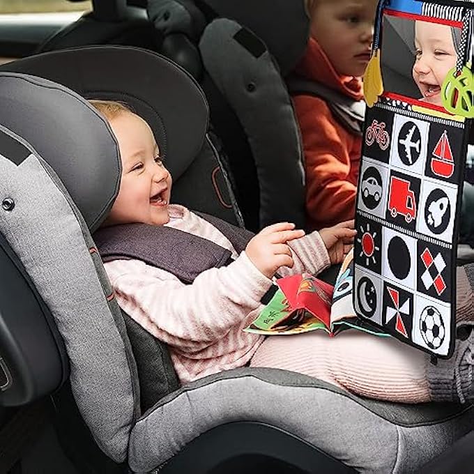 BABY TOYS 0-6 MONTHS TUMMY TIME MIRRORE,FOLDABLE INFANT MIRROR TOYS BLACK AND WHITE DOUBLE HIGH CONTRAST 3D ACTIVITY MONTESSORI SENSORY TOYS FOR INFANT NEWBORN BABY - Image 5