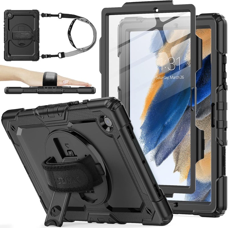 SEYMAC Case for Galaxy Tab S9 Plus /S9 FE Plus/S10 Plus 12.4'', with Screen Protector Pencil Holder [360 Rotating Hand Strap] &Stand, Drop-Proof, Yellowish+Pink - Image 1