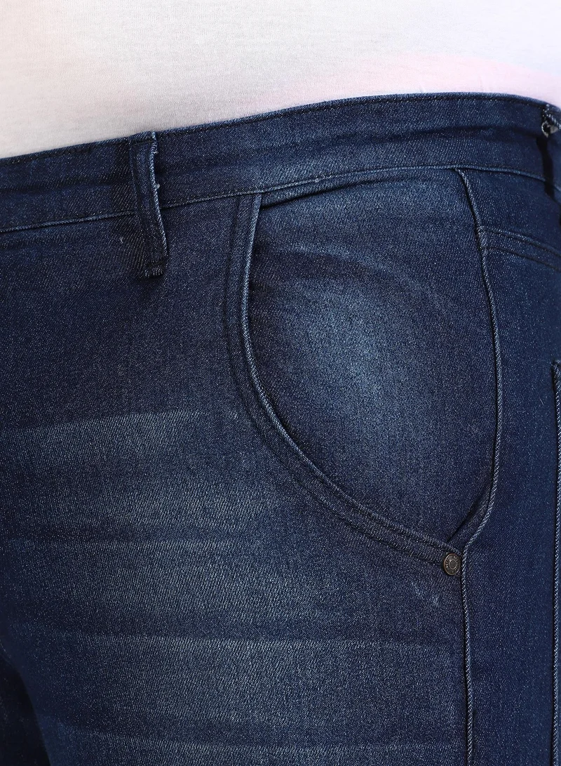 Instafab Plus Men's Classic Blue Medium-Washed Regular Fit Denim Jeans