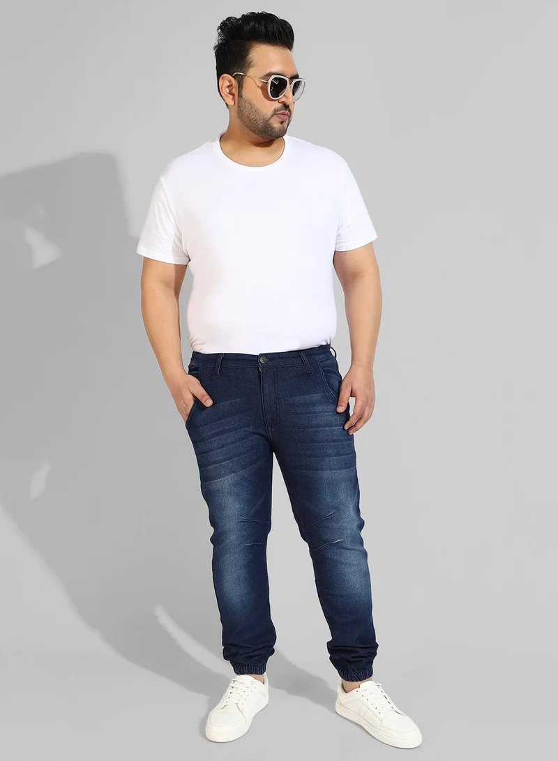 Instafab Plus Men's Classic Blue Medium-Washed Regular Fit Denim Jeans