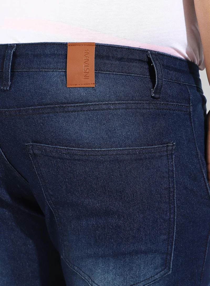 Instafab Plus Men's Classic Blue Medium-Washed Regular Fit Denim Jeans