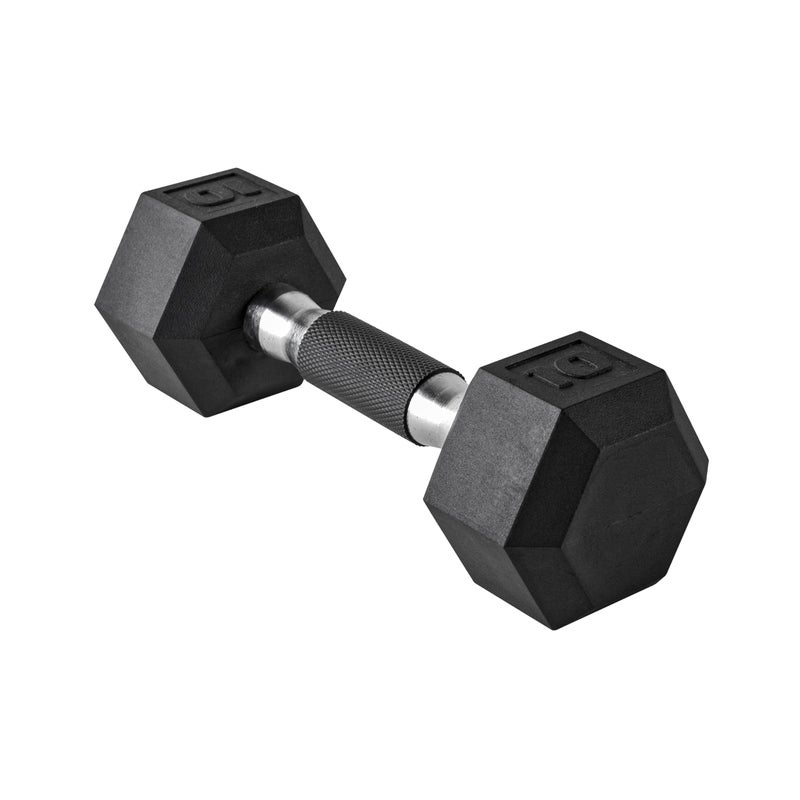 CAP Barbell 10 LB Rubber Coated Hex Dumbbell Hand Weight with Padded Grip - Single | Comfort Grip - Image 1