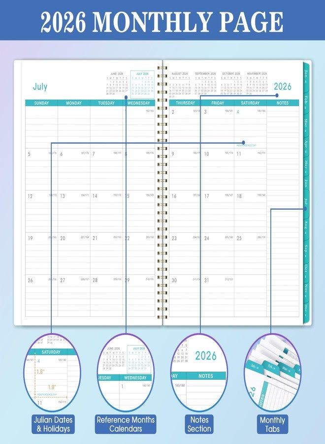Coboll 2026 Monthly Planner - 2026 Planner from Jan. 2026 - Dec. 2026, Monthly Calendar 2026 With Tabs, Inner Pocket, 8.5'' x 11'' - Image 4