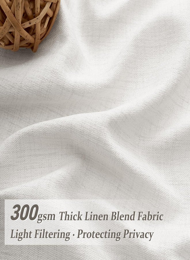 PleatedDrapes ستائر طويلة للغاية مصممة خصيصًا لغرفة المعيشة، بطول 105 بوصة من الأرض إلى السقف، مصنوعة من الكتان الأبيض والبيج المحايد، بتصميم مطوي، شفافة لتصفية الضوء، طقم من قطعتين مع حلقات تعليق، مناسبة لنافذة كبيرة بقياس 104-106 بوصة. - Image 2