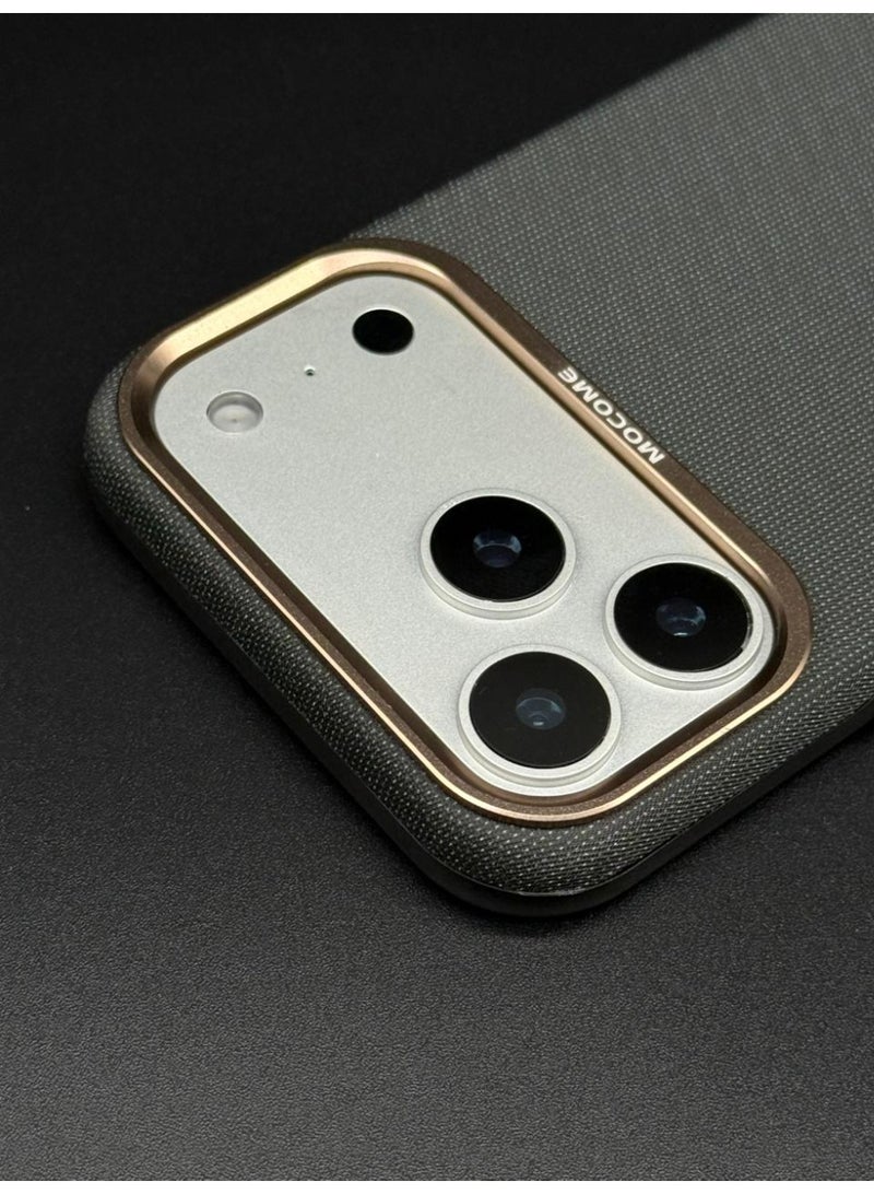 MOCOME Premium Woven Fiber Case with Metallic Camera Protection for iPhone 17 Pro - Grey - Image 2