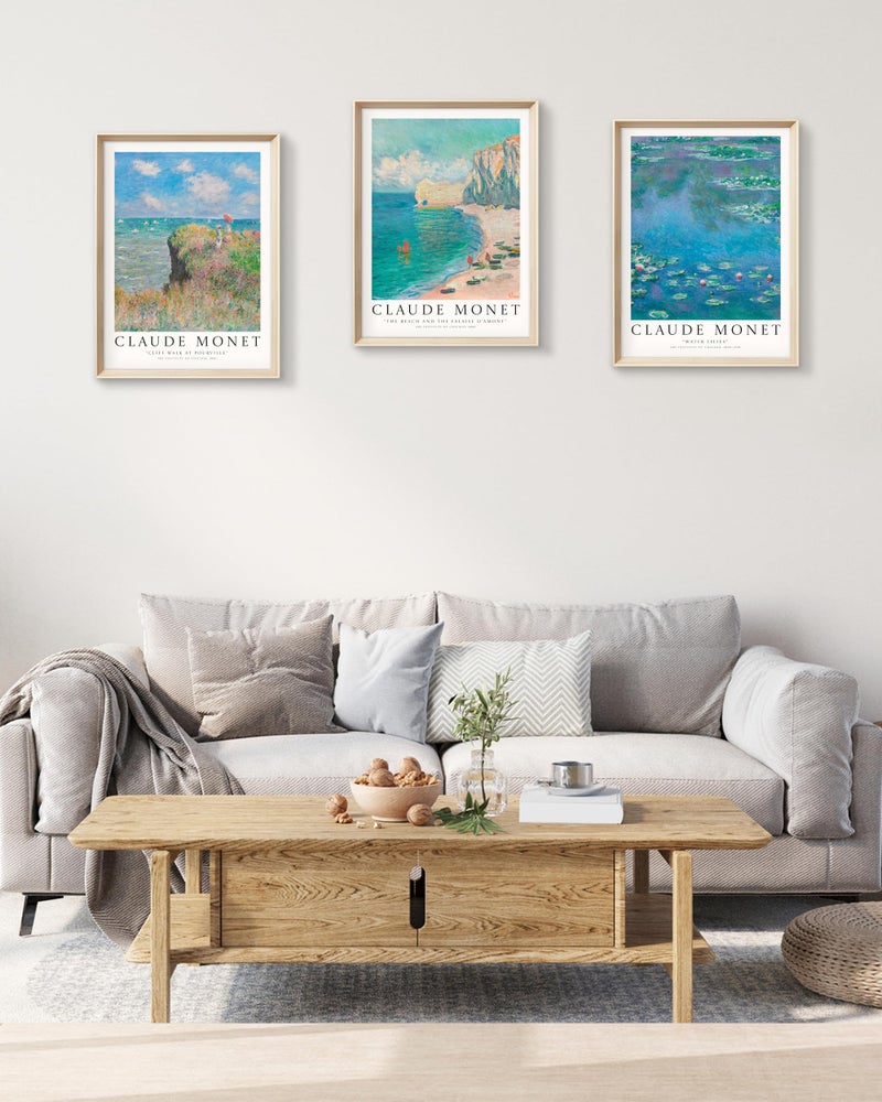 HesenDot Claude Monet Framed Wall Art,12x16in High Framed Canvas Prints, Impressionism Landscape Painting Poster Wall Decor,Vintage Home Decoration for Living Room Bedroom Gallery Office,Set of 3 - Image 4