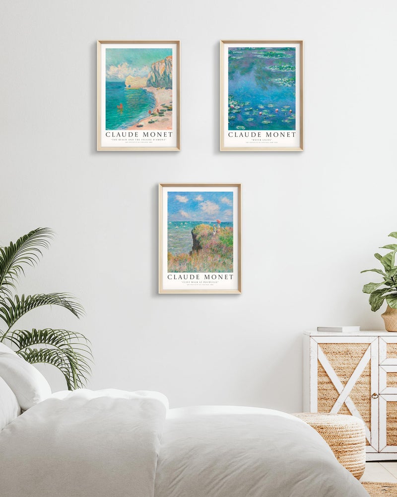 HesenDot Claude Monet Framed Wall Art,12x16in High Framed Canvas Prints, Impressionism Landscape Painting Poster Wall Decor,Vintage Home Decoration for Living Room Bedroom Gallery Office,Set of 3 - Image 5